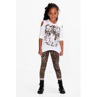 Tiger Print Tee And Leggings - ivory