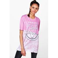 Tie Dye Sublimated Spliced Tee - pink