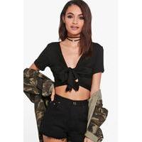 Tie Front Crop - black