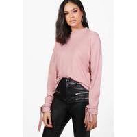 Tie Cuff Fine Knit Jumper - pink