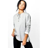 Tie Neck Sweatshirt - grey marl