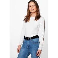 tie sleeve t shirt ivory