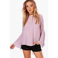 Tie Sleeve Blouse - lilac