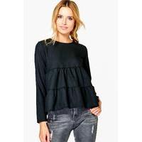 Tiered Woven Blouse - black