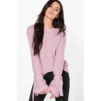 tie cuff detail jumper lilas