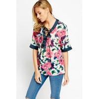 tie up front floral top