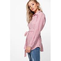 Tie Striped Shirt - red