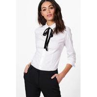 tie neck shirt white