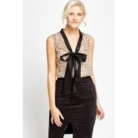 Tie Up Animal Print Top