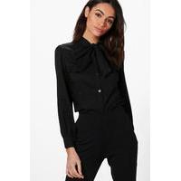 Tie Neck Shirt - black