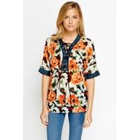 Tie Up Front Floral Top