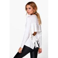 Tie Back Open L/S Top - cream