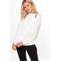 Tie Neck Woven Blouse - ivory