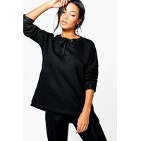 tie neck sweatshirt black