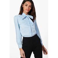 Tie Neck Shirt - blue