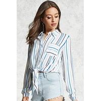 Tie-Front Striped Blouse