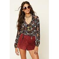 Tie-Neck Ornate Print Bodysuit