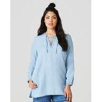 Tie Front Soft Lyocel Denim Tunic