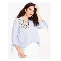 tie sleeve embroidered shirt