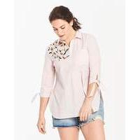 Tie Sleeve Embroidered Shirt