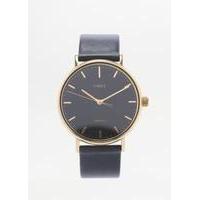 Timex Weekender Fairfield Gold Leather Watch, BLACK