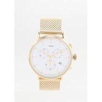 Timex Fairfield Chronograph Gold Mesh Watch, GOLD