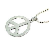 Titanium Peace Sign Silver Pendant Necklace