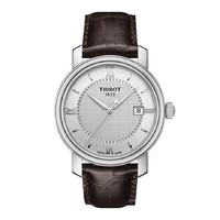 tissot bridgeport mens brown leather strap watch