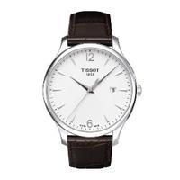 Tissot Tradition men\'s brown leather strap watch