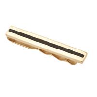 Tie Slide Whitby Jet And 9ct Yellow Gold Inlaid Oblong