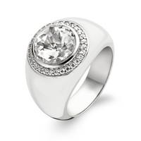 ti sento ring silver and white cubic zirconia chunky round