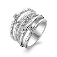 Ti Sento Ring Silver And White Cubic Zirconia Multi Textured 5 Band
