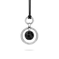 Ti Sento Pendant Silver With White Cubic Zirconia And Onyx Circle