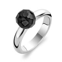 Ti Sento Ring Silver And Black Cubic Zirconia Faceted Sphere