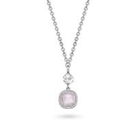 Ti Sento Pendant Silver And Pink Cubic Zirconia Cushion Necklet
