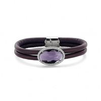 Ti Sento Bracelet White And Purple Cubic Zirconia Leather