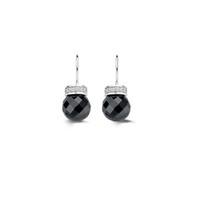 ti sento earrings drop silver and onyx bead cubic zirconia top