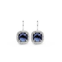 Ti Sento Earrings Drop Silver With Blue And White Cubic Zirconia Cushion