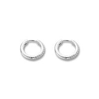 Ti Sento Earrings Hoop Silver And White Cubic Zirconia Pave Set 2 Row