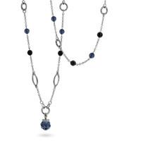 Ti Sento Necklace Silver And Blue And Black Cubic Zirconia Bead