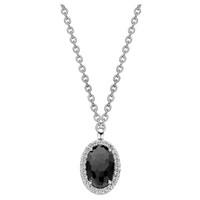 Ti Sento Necklace Silver With Black And White Cubic Zirconia Oval