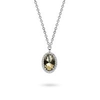 Ti Sento Necklace Silver With Green And White Cubic Zirconia Oval