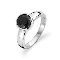 Ti Sento Ring Silver And Black Cubic Zirconia Faceted Round