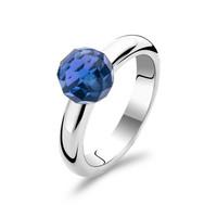 ti sento ring silver and blue cubic zirconia faceted sphere