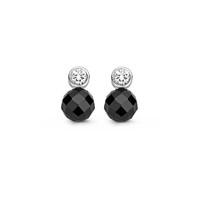 Ti Sento Earrings Drop Silver With Black And White Cubic Zirconia Round