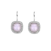 Ti Sento Earrings Drop Silver With Pink And White Cubic Zirconia Cushion