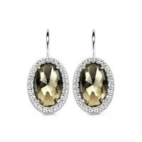 ti sento earrings silver and brown cubic zirconia oval