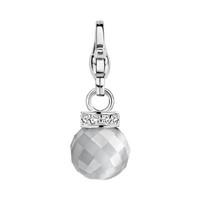 ti sento charming silver and grey catseye bead cz top charm