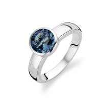 Ti Sento Ring Silver And Blue Cubic Zirconia Faceted Round