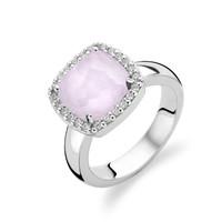 Ti Sento Ring Silver And Pink Cubic Zirconia Faceted Cushion